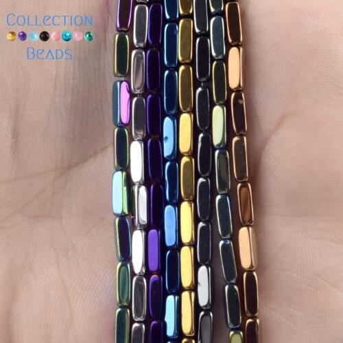 Natural Stone Colorful Cuboid Shape Hematite Spacer Loose Beads For DIY Jewelry Making Necklace Bracelet Accessories 15'' 2*4mm