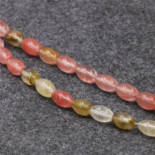 Fashion Watermelon Tourmaline Natural Stone 8x12mm Rice Shape Loose Beads Diy Jewelry Making Loose Beads Accessories 15inch B492