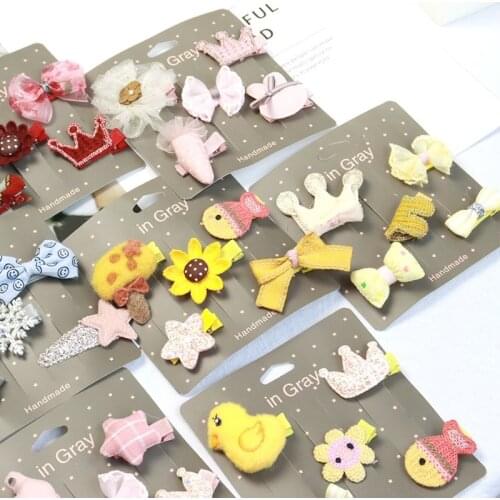 5Pcs/Set Cute Kids Baby Hair Clips Girls Crown Bows Barrettes Children Hairpin Hearband Headwear Babies Hair Accessories Gift