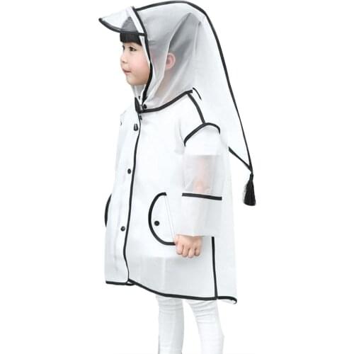 Kids Reusable Peaked Hood Tassel Decor Anti Droplet Raincoat Outdoor Poncho