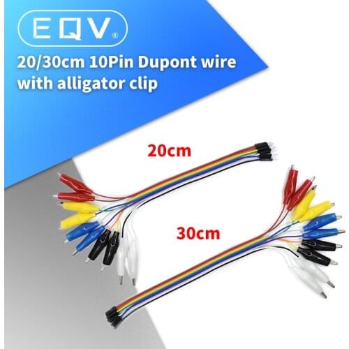 20/30cm 10Pin Double-end Alligator Clips Jump Wire Male Female Crocodile Clip Test Lead Jumper Dupont Line Cable DIY Connection