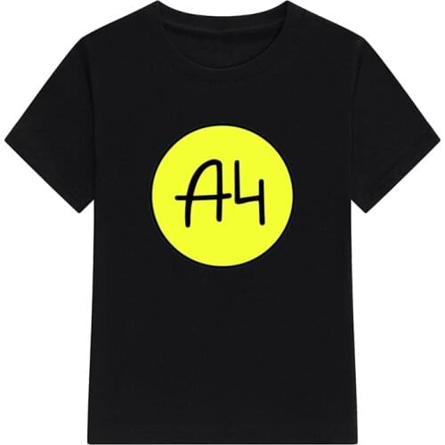 Childrens Merch A4 T Shirts Spring Summer Family Clothing Boys Big Yellow Logo Print Fashion T-shirt Girls Casual Tee Tops