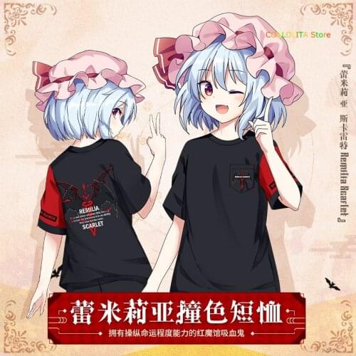 Anime TouHou Project Remilia Scarlet T-Shirt Short Tee Cosplay Men Women Student Summer Unisex Halloween Party pullover Tops