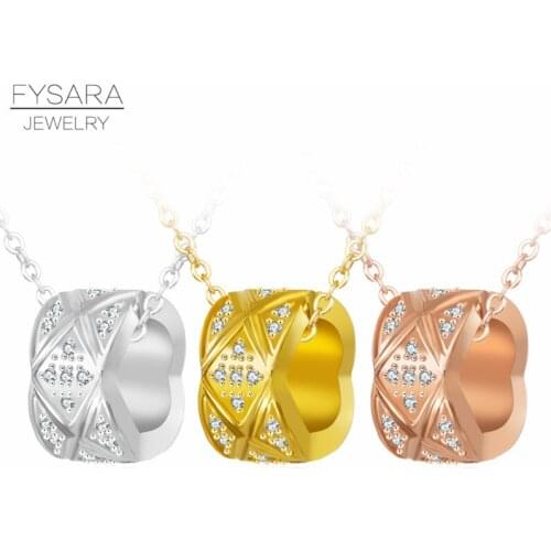 FYSARA Famous Brand Mesh Love Necklace Pendant Micro Zirconia Crystals Short Clavicle For Women Titanium Steel Luxury Jewelry