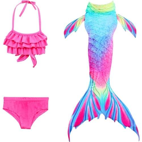 Hot Style 3PCS Mermaid Tail for Kids Girls Swimsuit Swimming Tropical Bikini Cosplay Pool Party Swimwear
