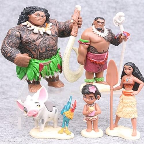 Disney Toys 5pcs/Set 6-10cm Moana Princess Maui Chief Tui Tala Heihei Tamatoa Dolls Pvc Action Figure Toys Brinquedos
