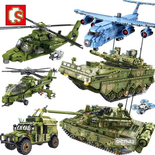 SEMBO Chinese Military Tank ZBD04 Y20 Soldier Figures WW2 Aircraft Airplane Vehicle Truck Model Building Blocks Toys For Boys