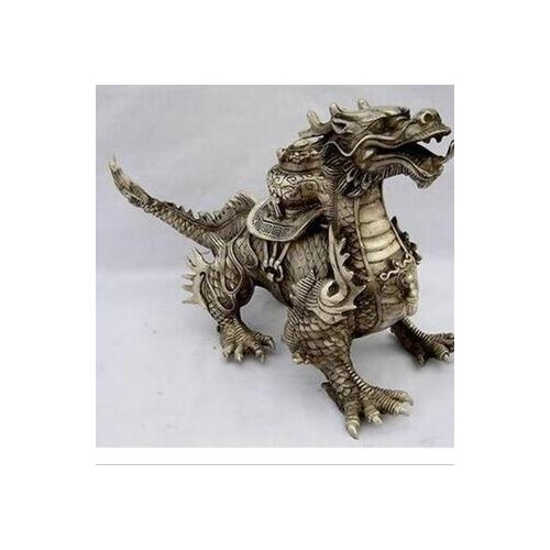 Collectibles Huge Tibetan Silver luck Dragon Statue Tibetan Silver statue bronze factory outlets