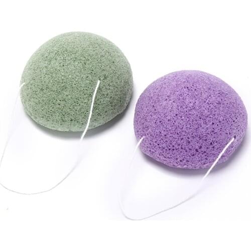2Pcs Flutter Wash Natural Active Plant Konjac Cleansing Bamboo Charcoal Cleaning Flapping Amorphophallus Konjac Wet Sponge