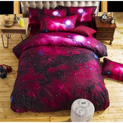 4pcs Nebula Stars Bedding Set Pillowcase Duvet Cover Set Queen King Size Soft Sanding Bedding Set