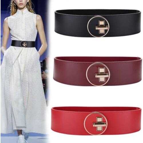 Nuleez Cummerbunds Women Genuine Leather Cowhide Fashion Wide Belt Ins New Collection