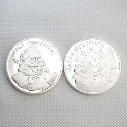 One sample Happy New Year & Merry Christmas Coin Gifts Gold Silver Souvenir Coins Free Shipping