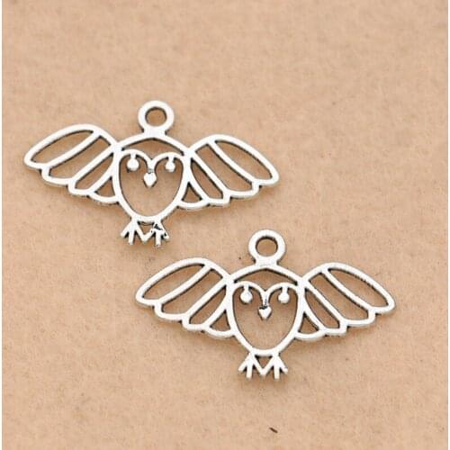10PCS Owl Charm Pendant fit Jewelry DIY Making Bracelet Necklace Antique Silver Plated Accessories 29x18mm