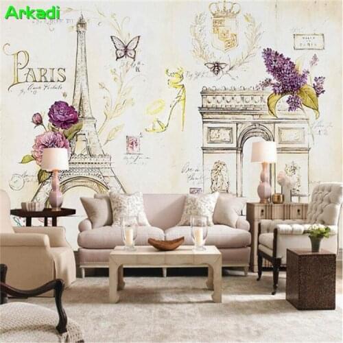 Custom size photo Eiffel Tower European 3D stereoscopic living room TV background wall non-woven wallpaper custom mural