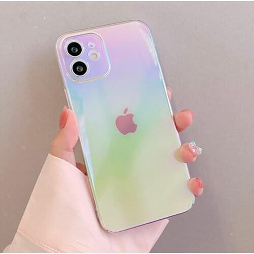 Luxury Rainbow Laser Soft Silicon Phone Case For iPhone 12 Mini 11 Pro Max X XS XR Max 7 8 Plus SE 2020 Aurora Transparent Cover