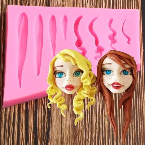 Hair Shaped Silicone Mold Fondant Cake Decorating Tools Chocolate Fudge Utensils Kitchen Baking Mold Polymer Clay Moulds