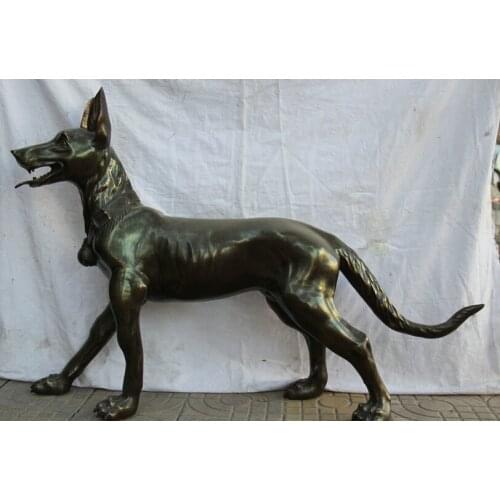 Fast shipping USPS to USA S2534 44" Larger Chinese Bronze Folk animal Zodiac Year door Pet Dog sculpture Statue