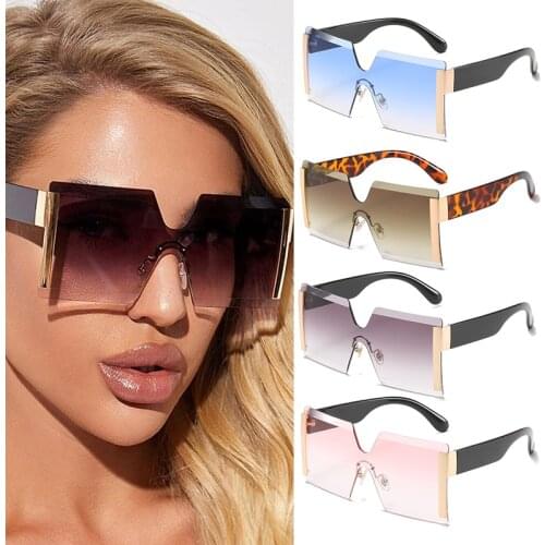 Fashion Frameless Siamese Sunglasses Women Leisure Seaside Vacation Sunglasses Retro Trend Glasses UV400 Gafas De Sol