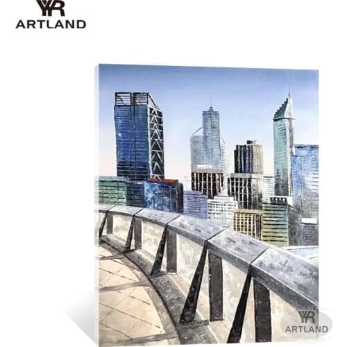 Modern color city building scenery Hand painted canvas oil painting wall art picture poster for living room study room no framed