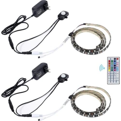 Motion Sensor LED Strip PIR Sensor LED Strip 5050 RGB 12V for Closet Stairs Under Bed Light Bedroom Washroom Night Lights 1m 3m