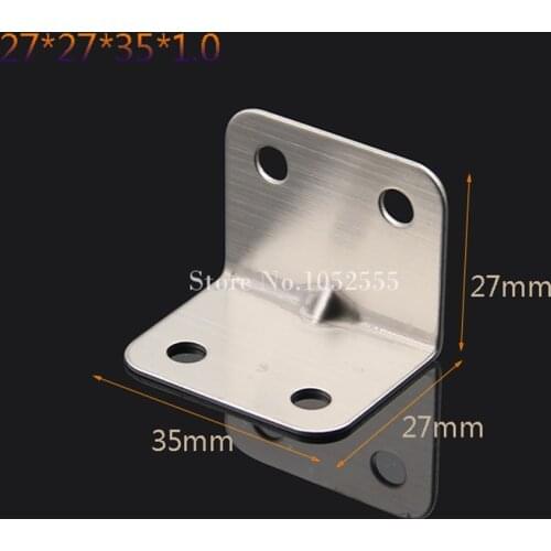 10pcs 27*27*35*1mm stainless steel angle Corner bracket L shape Furniture Corner Brackets shelf support+self-tapping screws K19