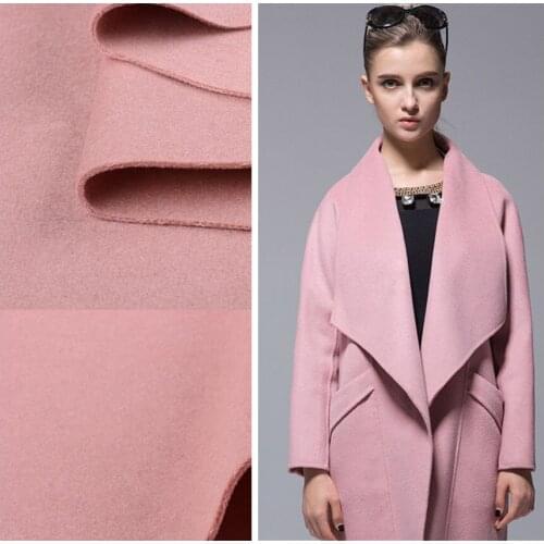 Factory direct export French high-end cashmere fabric winter jacket wool fabric light pink coat cashmere wool fabric cloth