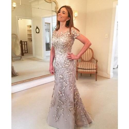 Plus Size Mother Of The Bride Dresses Mermaid Cap Sleeves Appliques Long Wedding Party Dress Mother Dress For Wedding