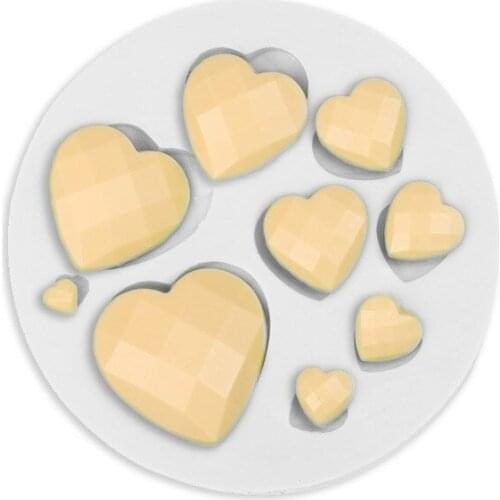 1PC Diamond Loving Heart Shape Silicone Fondant Mold DIY Colorful Sweet Heart Chocolate Candy Paste Cake Decorating Tool Mold