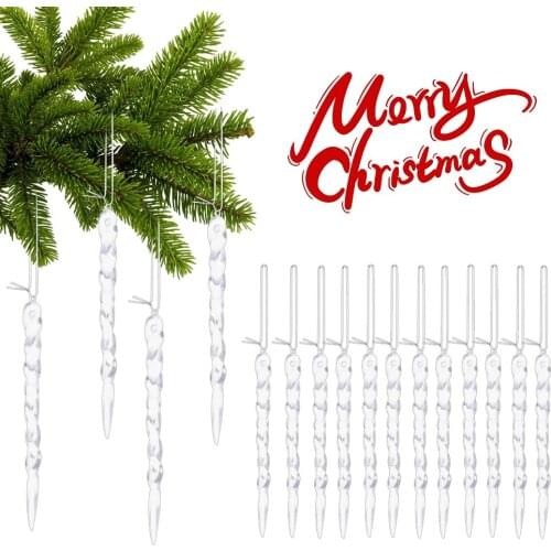 12pcs/Set Navidad 2021 Christmas Decorations for Home Simulation Ice Xmas Tree Hanging Ornament Fake Icicle Props New Year 2
