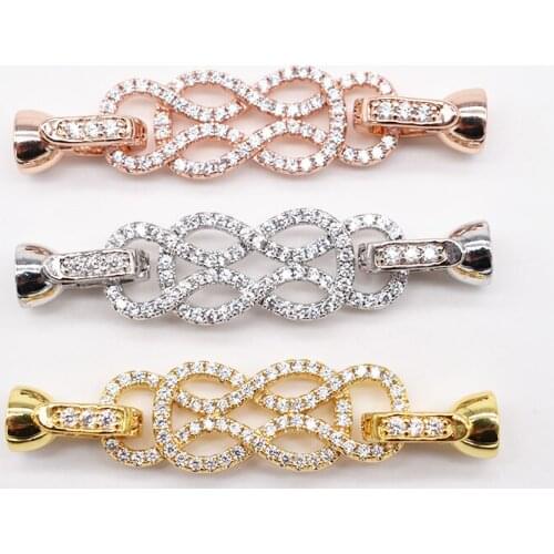 18k Glod filled clear CZ micro pave clasp for jewelry mak for jewelry making 13x50mm