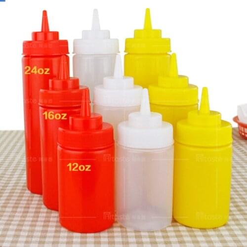 3pcs Vinegar Oil salad jam seasoning spice jar bottle Kitchen Plastic Squeeze Bottle Condiment Dispenser Sauce Bottle