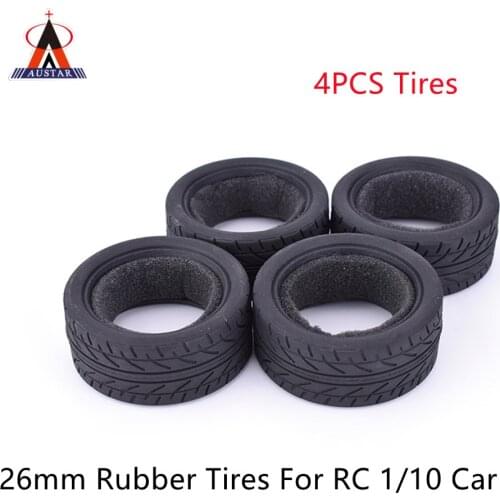4Pcs AUSTAR AX-8002 26mm Flat Speed Drift Rubber Tires For RC 1/10 TAMIYA HPI HSP On-Road Racing Car
