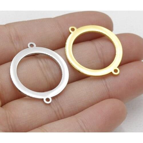 5pcs/lot Stainless Steel Connectors Charms Gold Tone Circle Round Links DIY Handmade Bracelet Necklace Jewelry Making Components