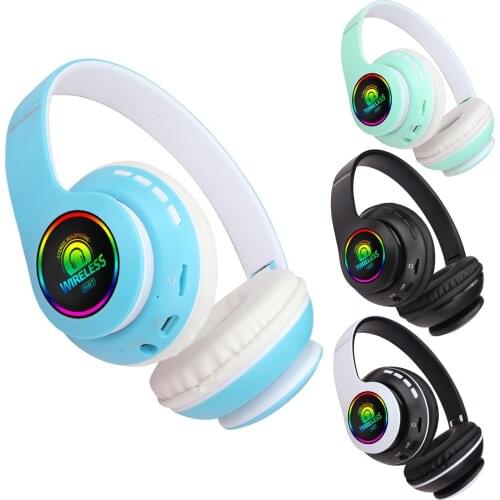 66BT Foldable Bluetooth 5.0 Wireless Headphone Heavy Bass Headset with Light