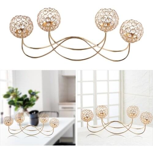 Noble Decorative Crystal Candle Holder Golden Wedding Centerpiece Livingroom