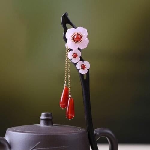 Flower Tassel Hair Stick Chinese Retro Hair Pin Chopsticks Chignon Pin