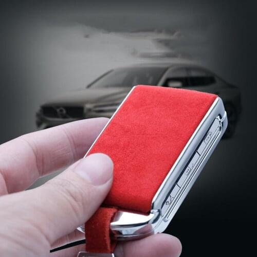 For Volvo XC40 XC90 XC60 S90 V90 T5 T6 T8 Galvanized Alloy Suede leather splicing car key case cover protective shell