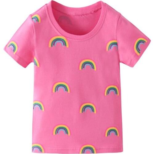 Funnygame Toddler Kids Baby Girls Short Sleeve Casual Rainbow T Shirt Patchwork Cotton T-shirt Tops Clothing