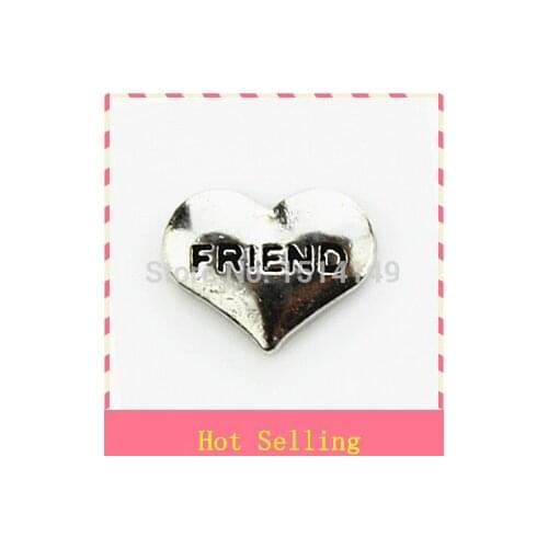 Hot selling silver heart friend floating charms living glass floating memory locket