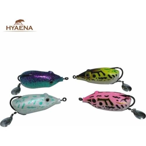 Hyaena 4pcs Fishing Lures Artificial Soft Bait Single Hooks Ray Frog Artificial Minnow Crank Strong Top water