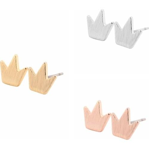 Jisensp Fashion Jewelry Brushed Crown Stud Earrings for Women Party Wedding Earings Jewelry Gift brincos boucle d'oreille