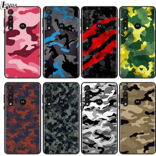 Camouflage Army For Motorola E6 E7 G8 G9 G Edge Stylus Power Play Lite One Hyper Marco Plus Black Soft Phone Case