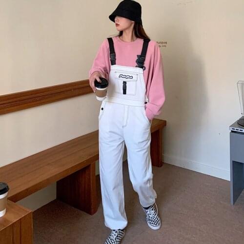 Offers new overalls female autumn/winter 2020 han edition easy Fried street beam foot tall waist straight leg jeans