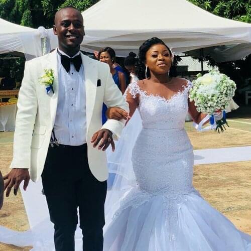 Lace Mermaid Wedding Dress 2021 New O-Neck Long Sleeves Bridal Gowns Robe De Mariage