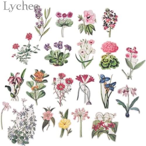 Lychee Life 21pcs Orchid Flower Stickers Colorful Flower Plant Decals DIY Diary Album Arts Crafts Scrapbooking Decoration