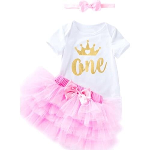Girl Baby Tutu Dress Set Clothing Pink Tiered Skirt Golden Printing Fashion Outfits Birthday Dress Party 1st Year 6month Clothes