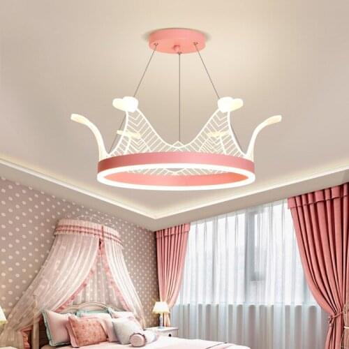 2021 New Creative Chandelier Simple Modern Girl Room Lamp Personality Crown Master Bedroom Childrens Room Light Fixtures