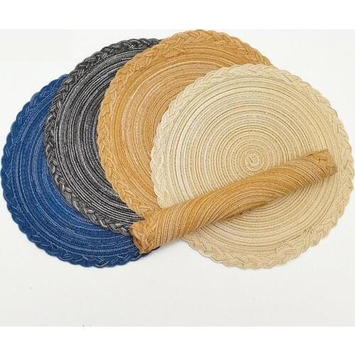 New Style Table Placemat Round Shape Braided Heat-resistant Tableware Pot Holder Mat for Bar Kitchen Table Supplies Accessories