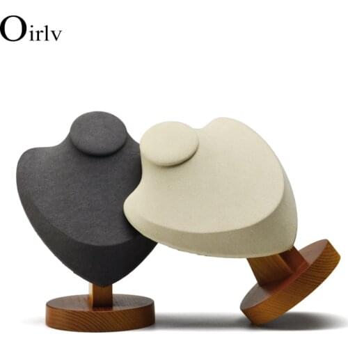 Oirlv Wooden Necklace Display Stand with Microfiber insert Mannequin Model Pendant Holder Jewelry Expositor Shop Counter