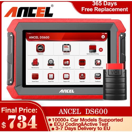 ANCEL DS600 Automotive Scanner Professional ECU Coding DPF TPMS IMMO AF Adjustment OBD2 Bi-directional Control Diagnostic Tool